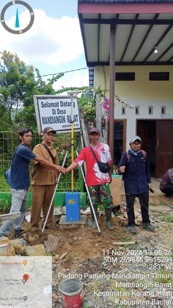 Pemasangan Pilar Batas Desa di Padang Panjang, Kabupaten Banjar Berjalan Lancar